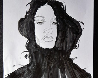 Promotion - buy one get one half price! Free shopping! Free shopping!Julia - drawing. Ink/acrylic/pencil on paper. A4
