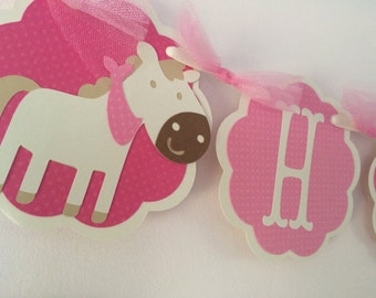 Horse Banner/ Pony Birthday Banner/Horse Party/Western Party Banner/Western Decorations/ Equestrian Party/Pony Party/Farm Banner/Name Banner