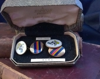 vintage boxed cufflinks, Royal Electrical and Mechanical Engineers, brittish army, millitary