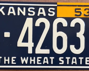 1953 Wheaties Collectible Children's Bicycle License Plate State of Kansas General Mills