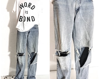 90s Clothing 90s VINTAGE Clothing RIPPED JEANS Men Destroyed Jeans Distressed Jeans Vintage Jeans 90s Grunge Clothing 90s Grunge Clothes 32