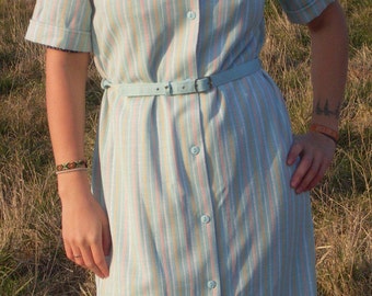 Pastel Stripe Dress, Pastel Rainbow Stripe, Tea Dress, Summer Dress, Day Dress, Pastel Goth Dress, Kawaii Dress, Pastel Grunge, Hipster