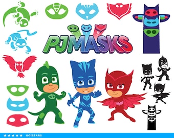 PJ Masks clipart silhouette – PJ Masks svg – Catboy svg file – Owlette svg – Gekko svg – raster, vector files – svg, pdf, png dxf eps