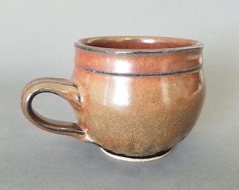 Squat Coffee Mug Tea Cup in Bronze Brown Rustic Reds Black