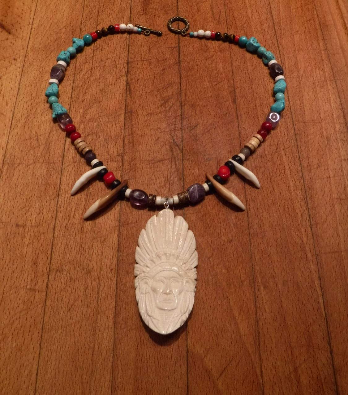 Wolf Tooth Necklace 21 Native Indian Pendant Carved Bone Necklace ...