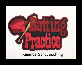 Batting practice baseball Scrapbook Title Premade Paper Piecing