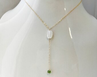 Moonstone Necklace Peridot Necklace Natural Gemstone Necklace Moonstone Layering Necklace Dainty Boho Necklace Healing Minimalist Necklace