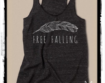 Free Falling shirt tshirt Ladies Heathered Tank Top Shirt screenprint Alternative Apparel