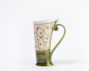 Ceramic Mug, Tea Mug,Handbuilding, Ceramics and pottery, Ceramic cup, Tea cup, Coffee cup, Coffee mug, Handmade mug, Unique mug, Green mug