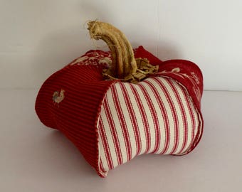 Red Toile Pumpkin Fall Decor