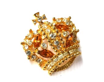Vintage Bellini Crystal Crown Pin