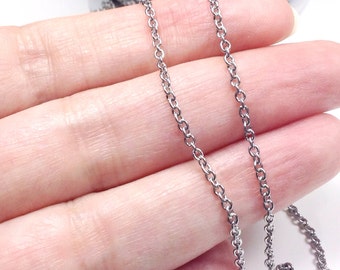 Fine Jewelry Chain, Bulk, Stainless Steel Chain, Grade 316, Soldered Closed Links, 4 to 20 feet, 2x2x0.5mm, #1913
