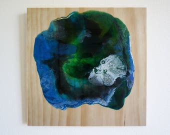 Resin wood wall piece // Abstract // Wall Hanging // Wood Piece // Multicolour // Resin Artwork