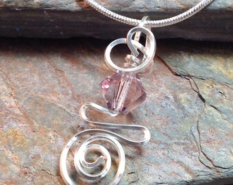 Wire Wrapped June Swarovski Birthstone Necklace