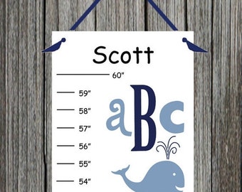 Personalized ABC Whale Canvas Growth Chart