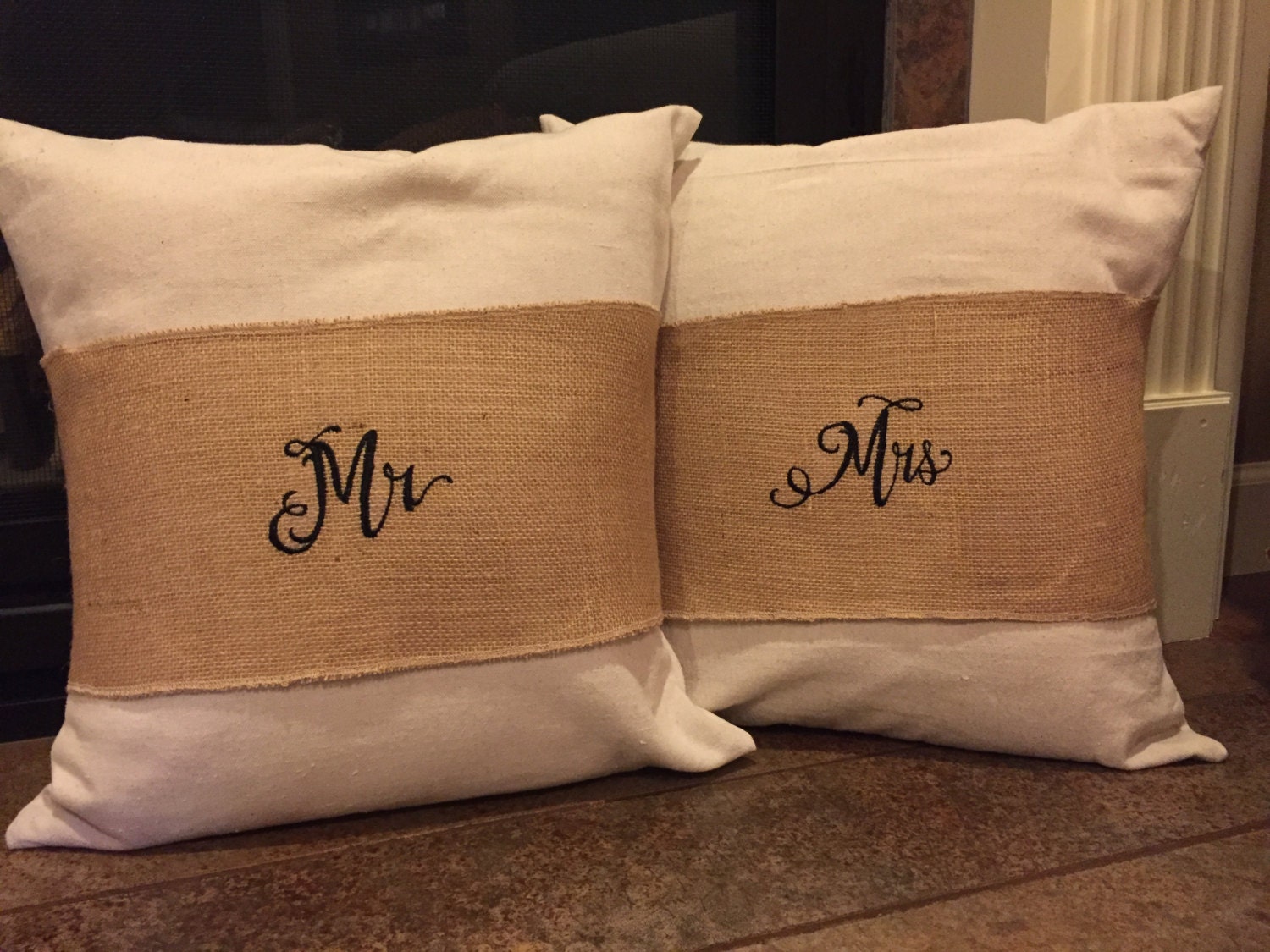 Mr & Mrs Pillow Wrap Burlap Pillow Wrap Wedding Decoration