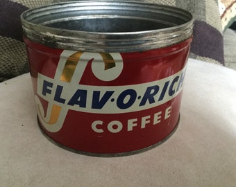 Vintage Flav-o-rich metal coffee tin