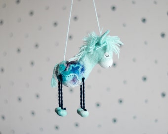 Felted Donkey - Jansen. Small Felted toy, Felt Animals, Felt toy, Marionette gift for kids Stuffed baby shower gift nursery decor toy