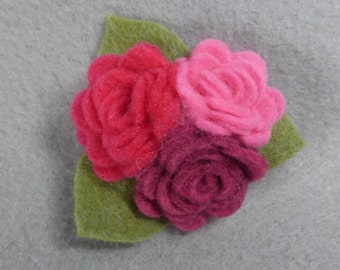 Felt Flower Brooch - Pink Flower Pin, Felt Pin, Felt Brooch, Fabric Flower, Felt Flower Pin, Felt Jewelry, Rose Brooch, Rose Pin