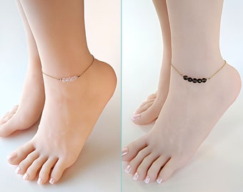 Personalized, gold anklet, rose quartz bracelet, sterling silver anklet, boho anklet, beaded anklet, infinity, ankle bracelet, smoky quartz