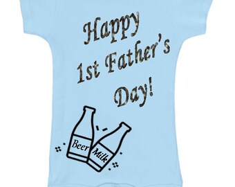Happy 1st Father's Day onesie,Baby,Bodysuit,Custom,Blue,Unisex,Kids Clothing,Newborn