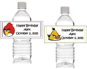 10 Angry Birds Personalized Birthday Water Bottle Label Wrapper Favors Stickers