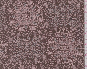 Mocha/Blush Medallion Georgette, Fabric By The Yard