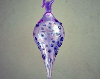 Lavender Ornament, Blown Glass Ornament, Hand Blown Ornament, Small Glass Ornament, Handmade Ornament, Glass Ornament