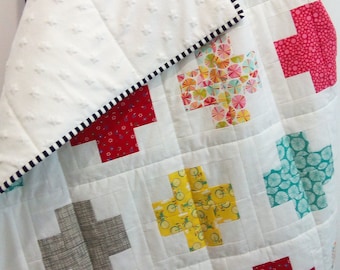 Plus Quilt / Swiss Crosses Quilt / Baby Quilt / Throw Plus Quilt / Toddler Plus Quilt / Baby Plus Quilt