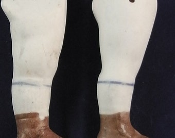antique, german , bisque porcelain , doll legs , for dollhouse dolls, 2.06"