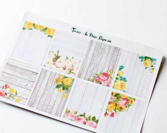 Rustic Floral Full Box Planner Stickers- Set of 8