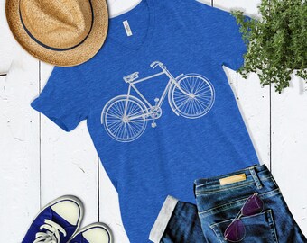 Cute Women's Bicycle Shirt. Women's V-Neck Vintage Style Bicycle T Shirt. Bike Shirt For Women.