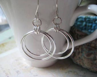 Hoop Earrings, Double Hoops, Hoop Style, Fine Silver, Sterling Silver, candies64