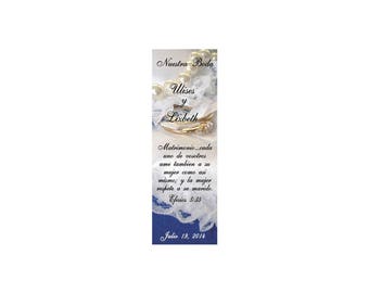 Something Blue Wedding Bookmark Favors - Thank You Bookmarks (50 minimum.)