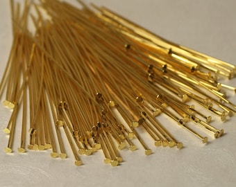 Gold plated head pin 2 inch long 20g thick, 100 pcs (item ID XMHC00593ABE)