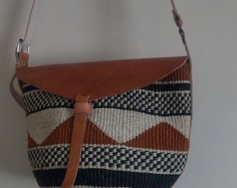 ON SALE African Sisal Bag, Beach bag, Summer bag, Woven bag, Summer bag, Gift for her, Boho bag, Bohemian bag, Sisal bag with a leather bott
