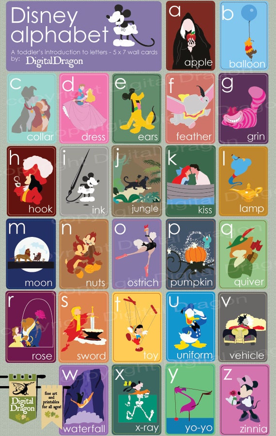 disney alphabet 5x7 cards