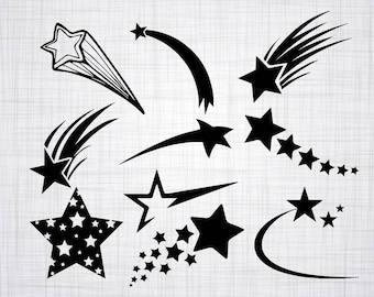 Shooting Star SVG Bundle, Shooting Star SVG, Shooting Star Clipart, Cut Files For Silhouette, Files for Cricut, Vector, Svg, Dxf, Png, Decal