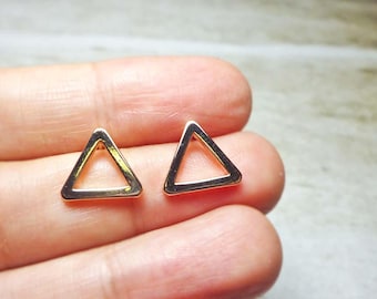 Rose Gold Open Triangle Stud Earrings, Dainty Earrings
