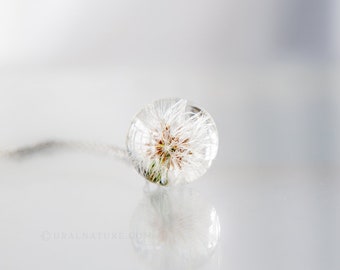 Resin Necklace ⇷18mm⇸ Dandelion necklace | Whole Dandelion jewelry | Real Dandelion seeds pendant | Resin Sphere Necklace | Resin jewelry