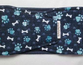 Male Dog Belly Band, Male Dog Diaper for Marking, Incontinence - Paws n Bones on Blue (#158)