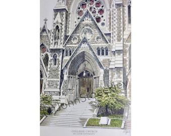 Saint Louis University College Church LIMITED EDITION Pen and Ink and Watercolor Art Print Illustration - Graduation Gift, Alumni