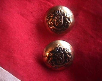 SALE--Vintage Brass Buttons, Picture, Coat of Arms Design, Pair, Heraldry