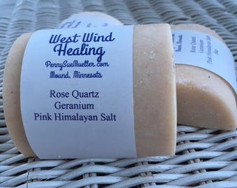 Rose Quartz Geranium Pink Himalayan Salt Bar