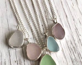 Sea Glass Jewelry Sea Glass Necklace Beach Glass Minimalist Jewelry Bridal Jewelry Bridesmaid Jewelry Birthday Gift for Sister, Friend