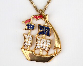 70s // americana clipper ship necklace