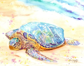 sea turtle original watercolor hawaii art hawaii painting ocean art kauai tropical art turtle painting honu hawaii turtle turtle art turtles