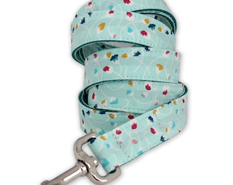 Floral Dog Leash - Teal Dog Leash -Turquoise Floral Dog Leash - Dog Lead - Blue Flower Dog Leash - Harper Dog Leash - fabric leash