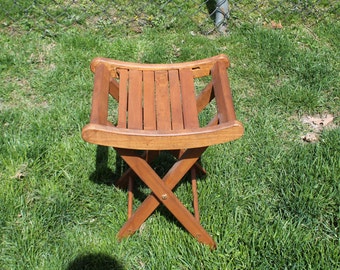 Wooden Folding Bench / Stand / Stool - Fishing / Camping / Gardening Stool - Display / Plant Stand