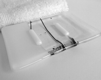 Fused Glass Soap Dish in Streaky White by BPRDesigns